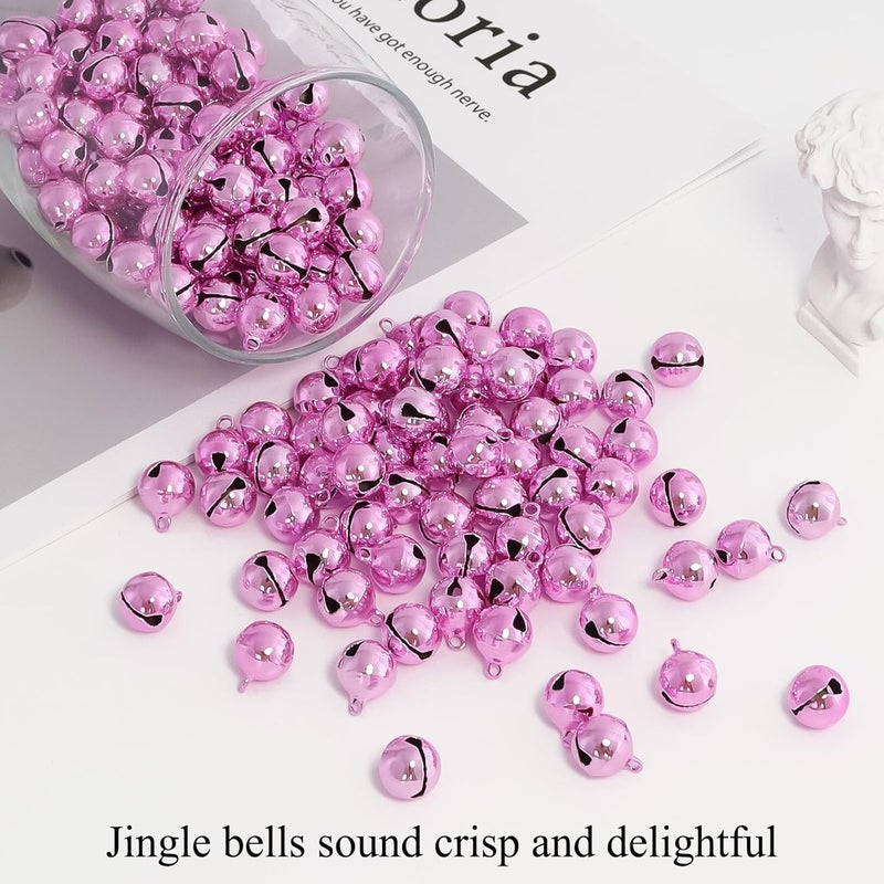 LIGHOON 1/2 Inch Jingle Bells Small Bell Mini Bells, Tiny Crafts Bells, DIY for Christmas Home Making Ornaments Wreath Pet Decorations Bracelet Anklets Necklace Knitting Jewelry Making 120 Pcs, Pink - Image 4